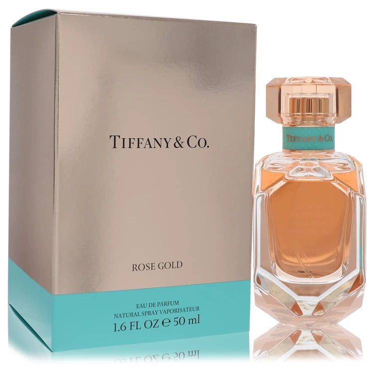 Tiffany & Co. rose gold perfume bottle and packaging on a white background