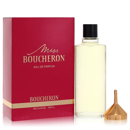 1.6 oz Miss Boucheron Eau de Parfum bottle with pomegranate, pink pepper, Bulgarian rose, violet, white suede, cedar and iris