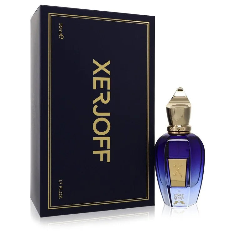 1.7 oz Xerjoff Comandante! Eau de Parfum bottle — luxurious woody spicy perfume with citrus, bergamot, cinnamon, fruity notes, tobacco, amber, and woody notes.