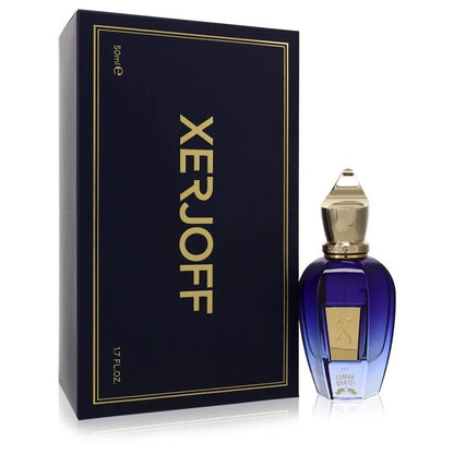1.7 oz Xerjoff Comandante! Eau de Parfum bottle — luxurious woody spicy perfume with citrus, bergamot, cinnamon, fruity notes, tobacco, amber, and woody notes.