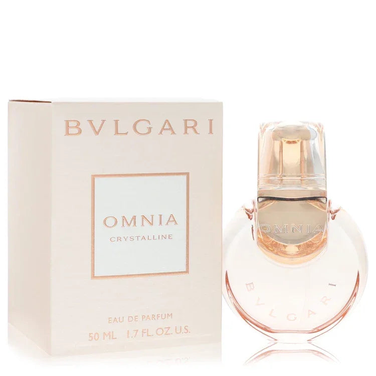 Bulgari Omnia Crystalline perfume bottle and packaging on a white background