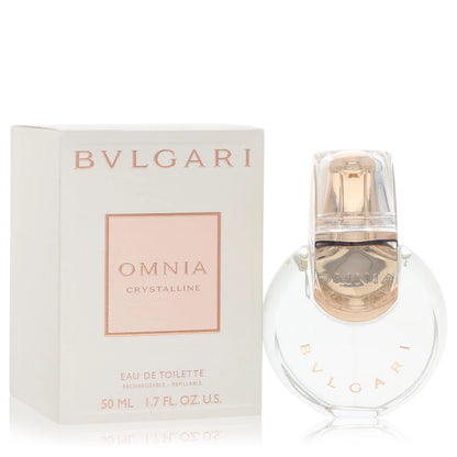 Bulgari Omnia Crystalline perfume bottle and packaging on a white background