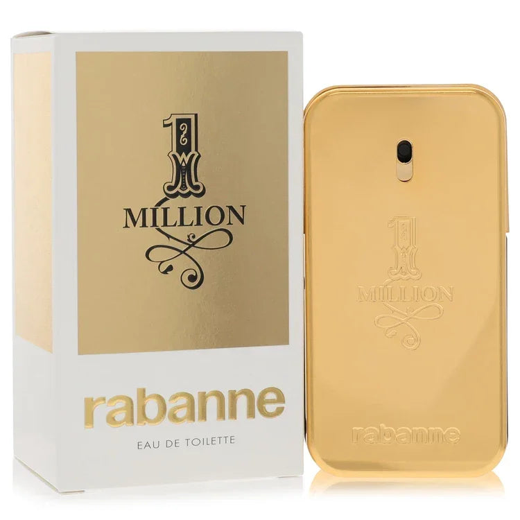 Paco Rabanne 1 Million Cologne signature luxury gold bar ingot shaped flacon displaying its premium metallic architectural edges, mirror-like reflection boundaries, and classic typographic brand stamping lines against a clean backdrop