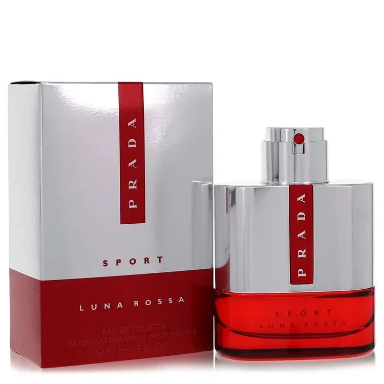 Prada Luna Rossa Sport Cologne bottle — spicy amber men fragrance with lavender, juniper berry, ginger, iris, hay, tonka bean, and vanilla.