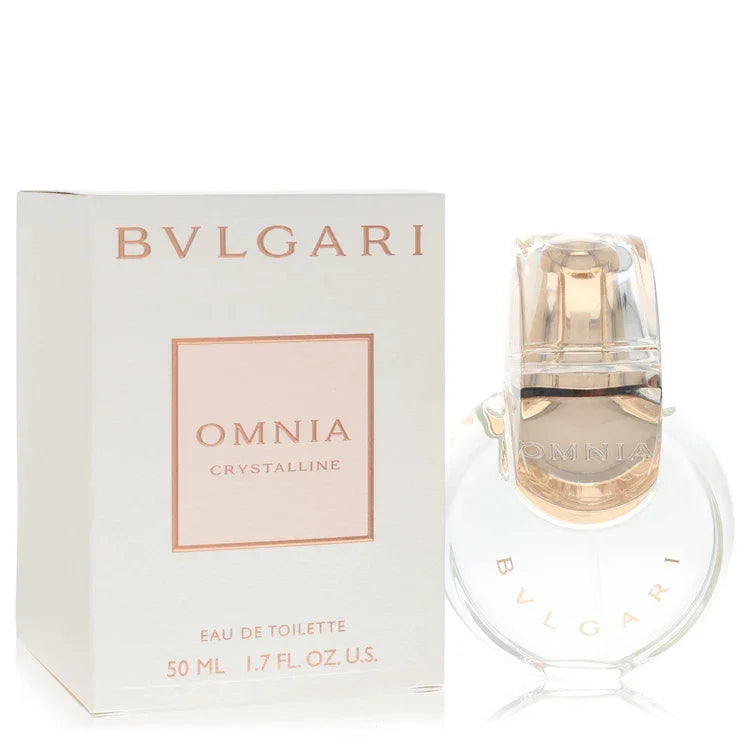 Bulgari Omnia Crystalline perfume bottle and packaging on a white background
