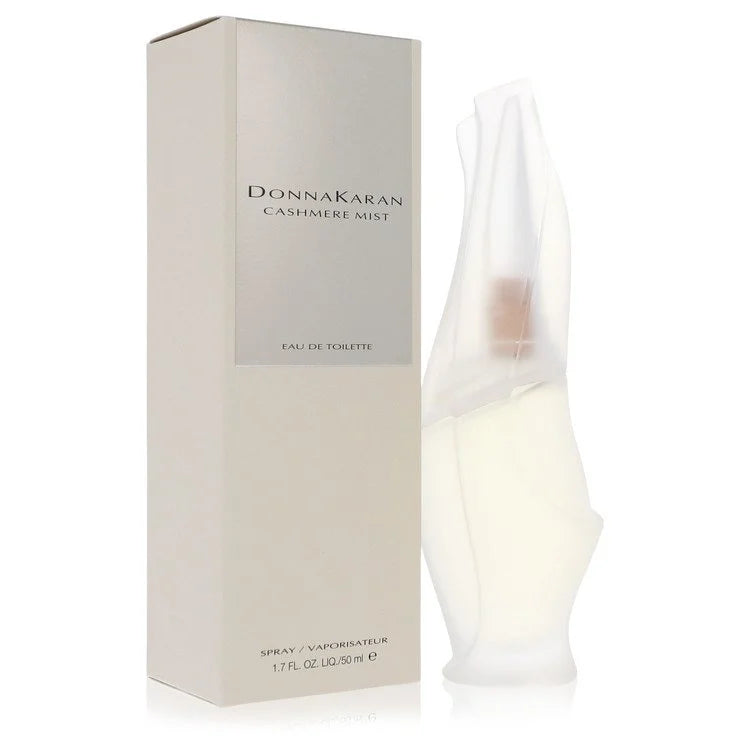 Donna Karan Cashmere Mist perfume bottle and packaging on a white background