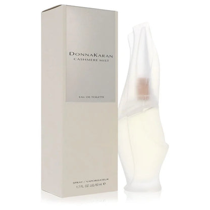 Donna Karan Cashmere Mist perfume bottle and packaging on a white background