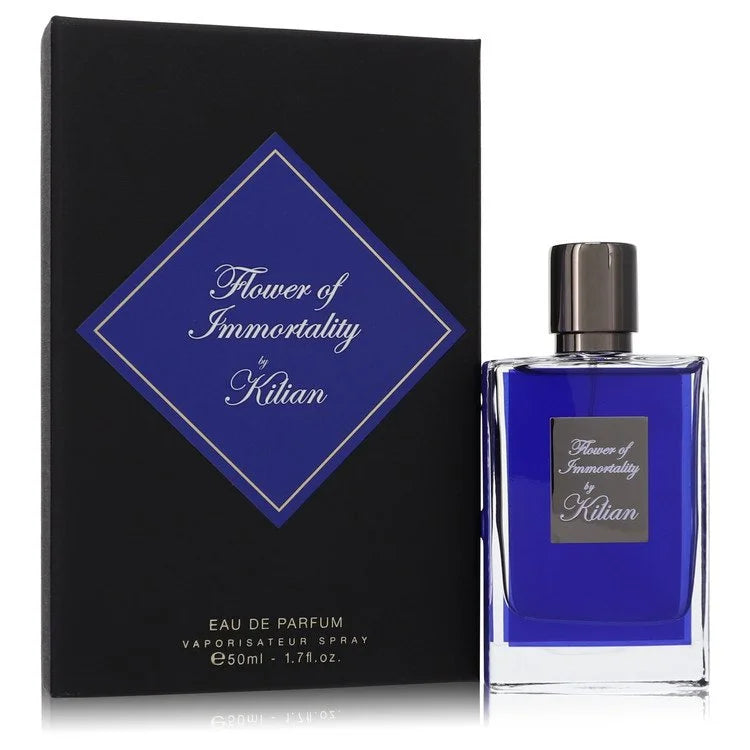 Kilian Flower of Immortality Eau de Parfum for Men and Women bottle - Unisex fruity floral fragrance with white peach, bergamot, iris, blackcurrant, tonka bean, and vanilla