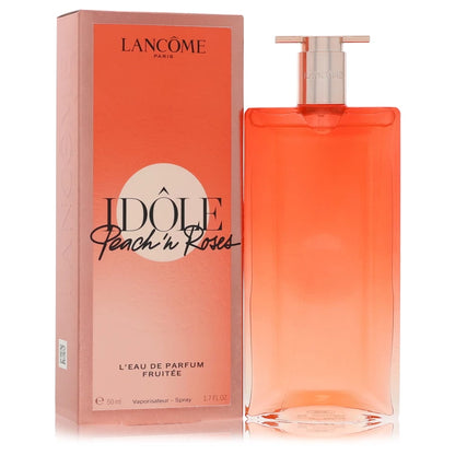 1.7oz Lancôme Idôle Peach 'N Roses bottle with sparkling red berries, natural peach extract and velvety rose
