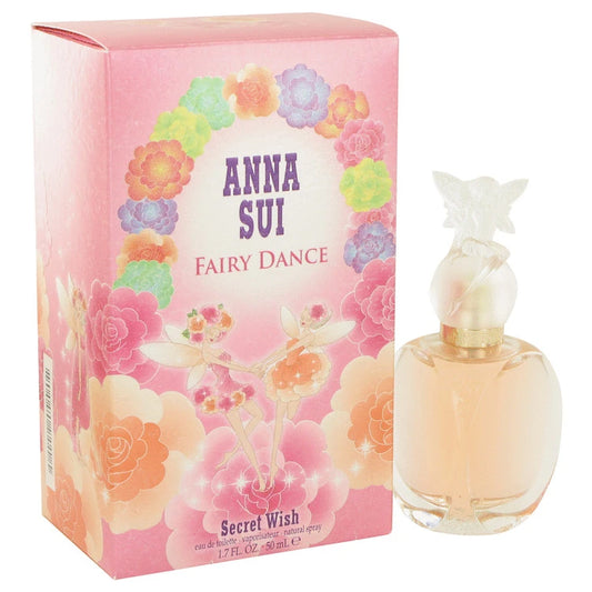 Anna Sui Secret Wish Fairy Dance Eau de Toilette bottle — whimsical fruity floral women's perfume with raspberry, mango, pink pepper, rose, peony, bamboo, sandalwood, vanilla, and vetiver notes.