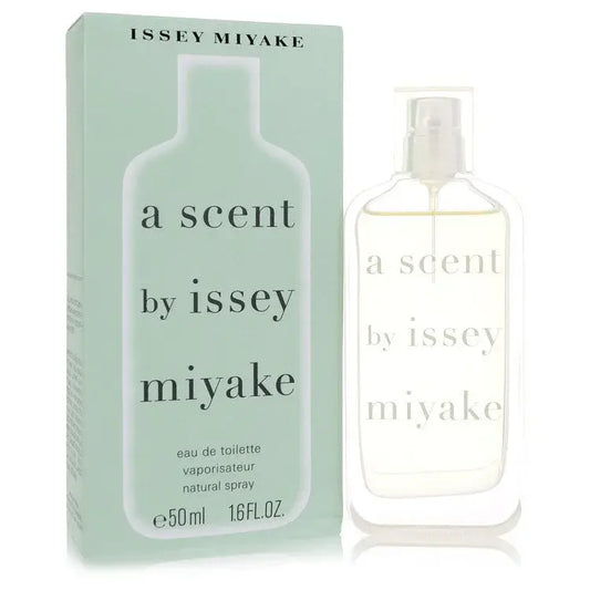 A Scent by Issey Miyake Perfume bottle and packaging, showcasing fresh floral fragrance design.