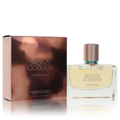 Estee Lauder Bronze Goddess perfume bottle — amber floral fresh fragrance for women with coconut, mandarin, bergamot, tiare flower, jasmine, sandalwood, amber, and vanilla notes