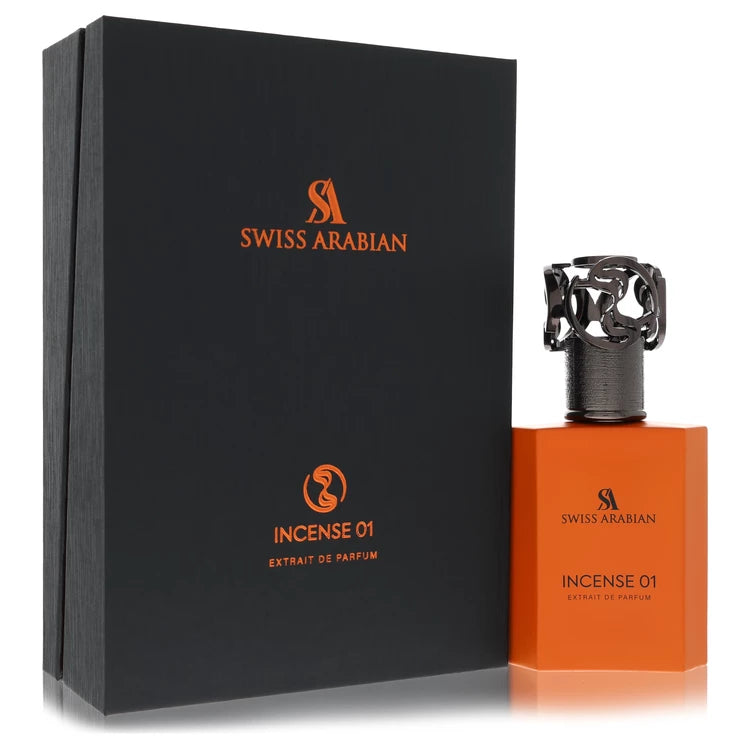 Swiss Arabian Incense 01 Cologne bottle - woody amber warm spicy incense fragrance with frankincense, rum, almond, fig, dark chocolate and vanilla