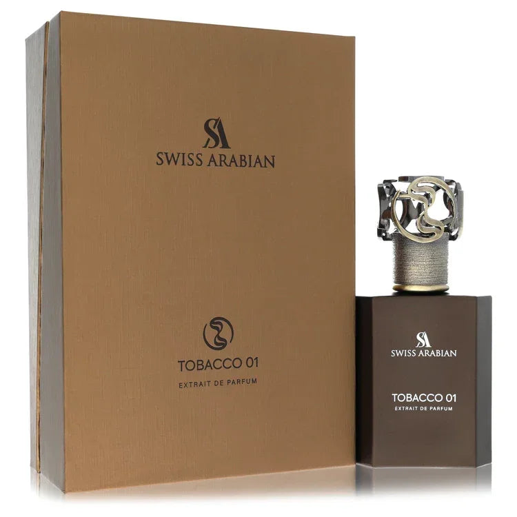 Swiss Arabian Tobacco 01 perfume bottle and packaging on a white background