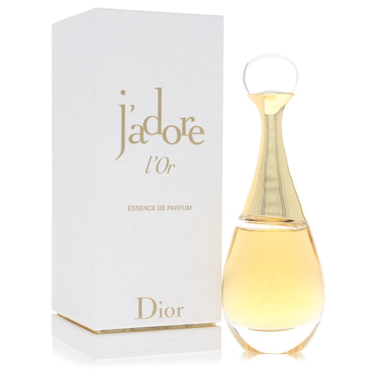 Christian Dior J'adore L'Or Essence de Parfum bottle — luxury floral women's fragrance with May rose, jasmine, tuberose, ylang ylang, vanilla and labdanum
