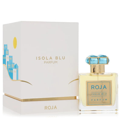 Roja Isola Blu Perfume bottle — unisex citrus aromatic parfum with lemon, bergamot, lime, lavender, thyme, apple, coconut, orange blossom, champaca, cedarwood, leather, ambergris, and musk.