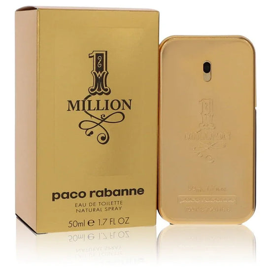 Paco Rabanne 1 MillioPaco Rabanne 1 Million Cologne signature luxury gold bar ingot shaped flacon displaying its premium metallic architectural edges, mirror-like reflection boundaries, and classic typographic brand stamping lines against a clean backdropn perfume bottle and packaging on a white background