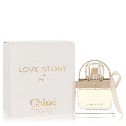 Chloe Love Story perfume bottle and packaging on a white background
