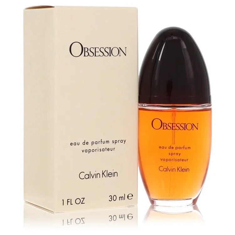 Calvin Klein Obsession eau de parfum spray bottle and packaging on a white background