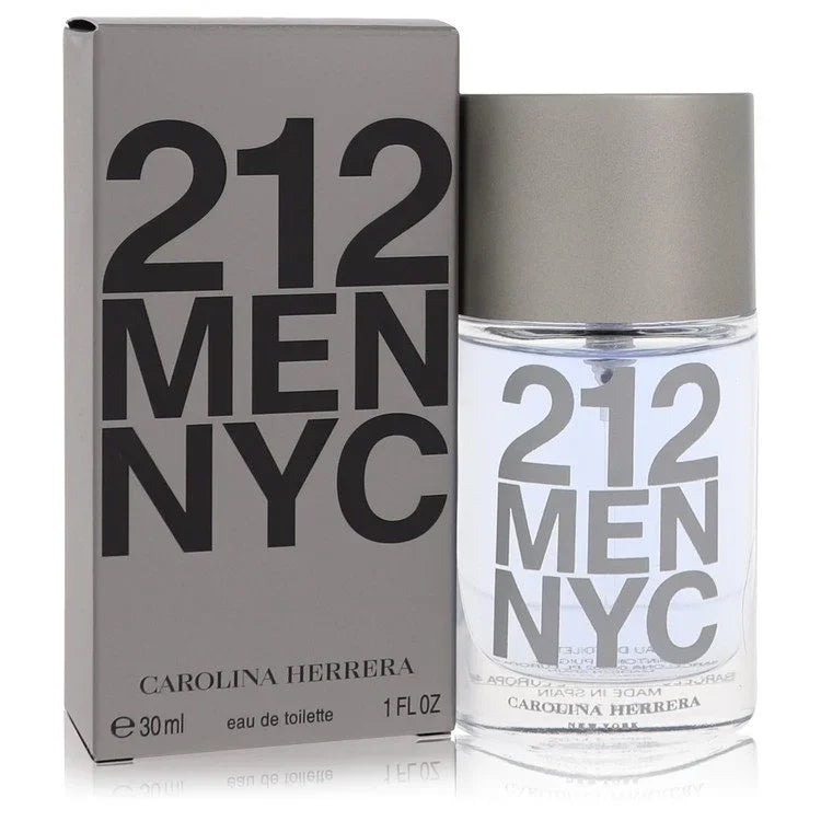 Carolina Herrera 212 Men NYC perfume bottle and packaging on a white background