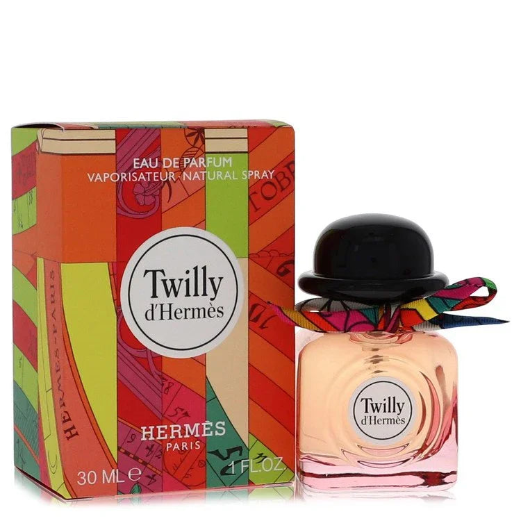 Hermes Twilly d'Hermes perfume bottle and packaging on a white background