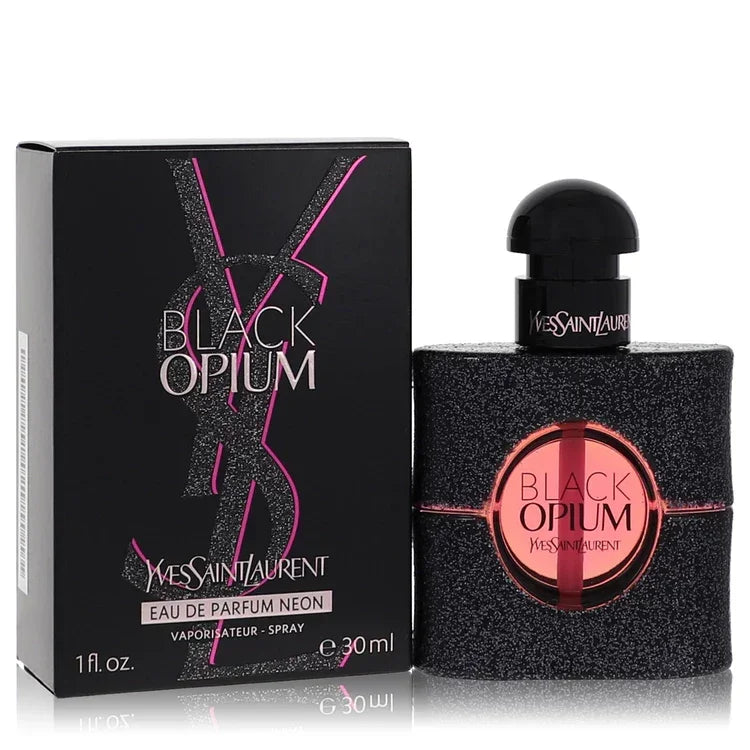 Yves Saint Laurent Black Opium perfume bottle and packaging on a white background