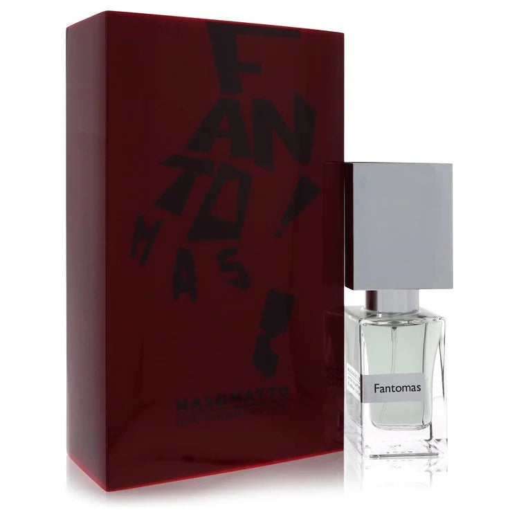 Nasomatto Fantomas Extrait de Parfum for Men and Women bottle - Unisex oriental woody fragrance with bergamot, orange, clove, lily, sandalwood, amber, musk, and cedar