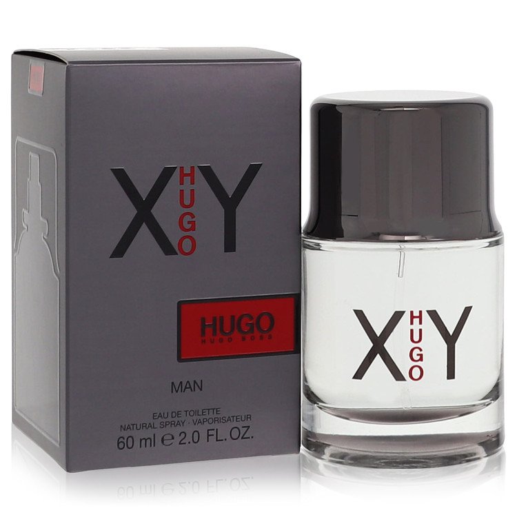 Hugo Boss XY perfume bottle and packaging on a white background