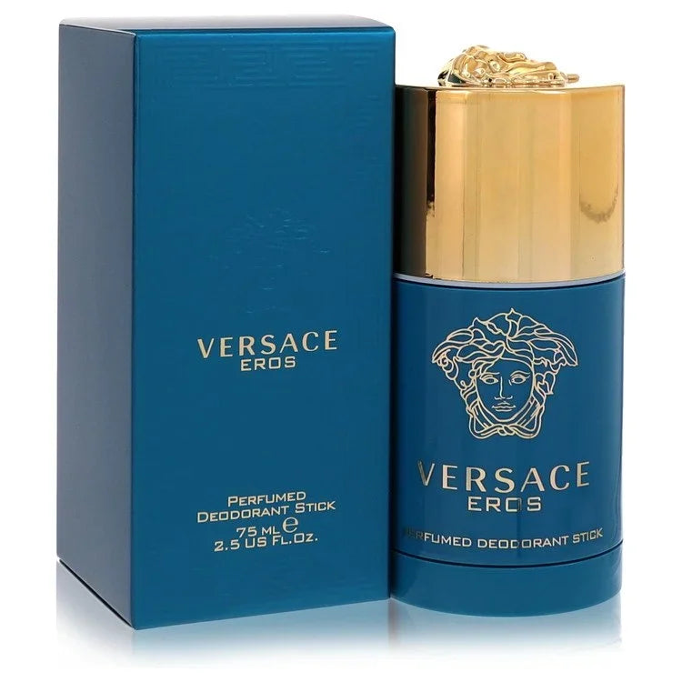 Versace Eros deodorant stick and packaging on a white background