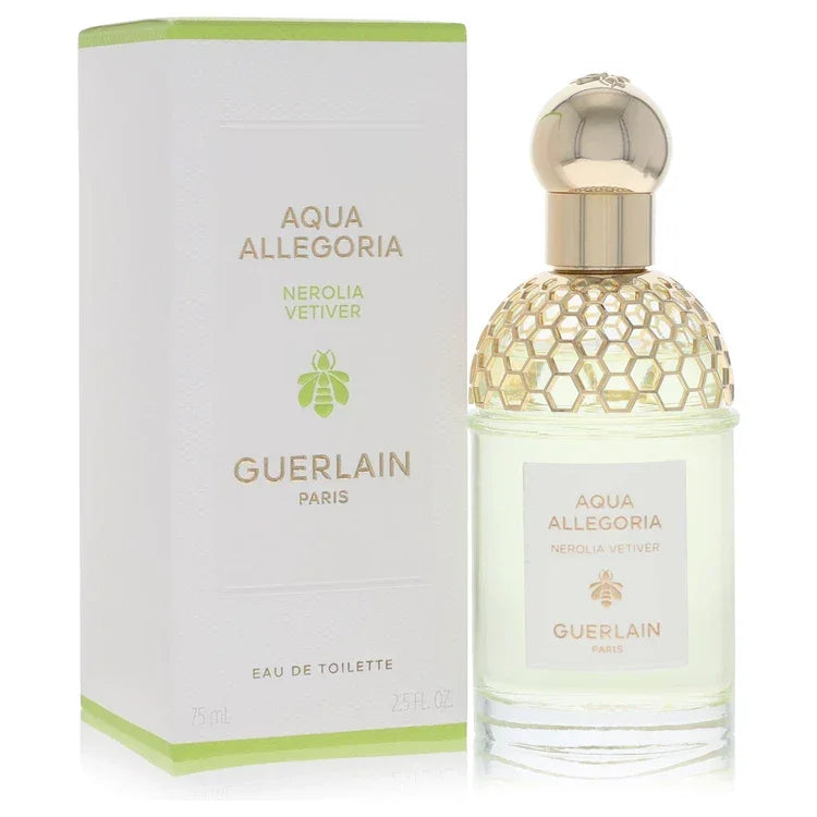 Guerlain Aqua Allegoria Nerolia Vetiver perfume bottle and packaging on a white background