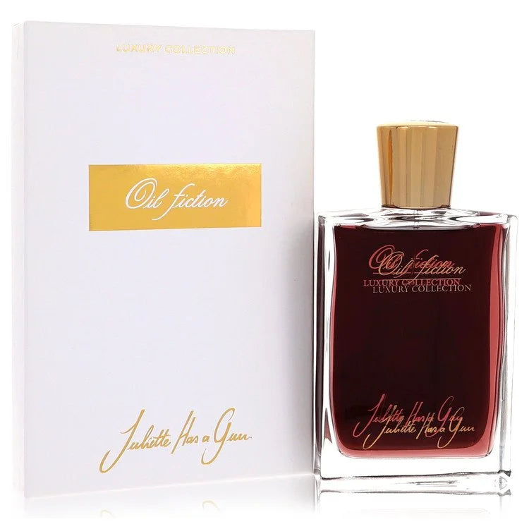 Juliette Has A Gun Oil Fiction Perfume bottle — ambery floral unisex Eau de Parfum with saffron, tuberose, amber, vanilla, labdanum, patchouli, sandalwood, and papyrus.