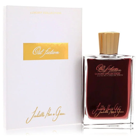 Juliette Has A Gun Oil Fiction Perfume bottle — ambery floral unisex Eau de Parfum with saffron, tuberose, amber, vanilla, labdanum, patchouli, sandalwood, and papyrus.