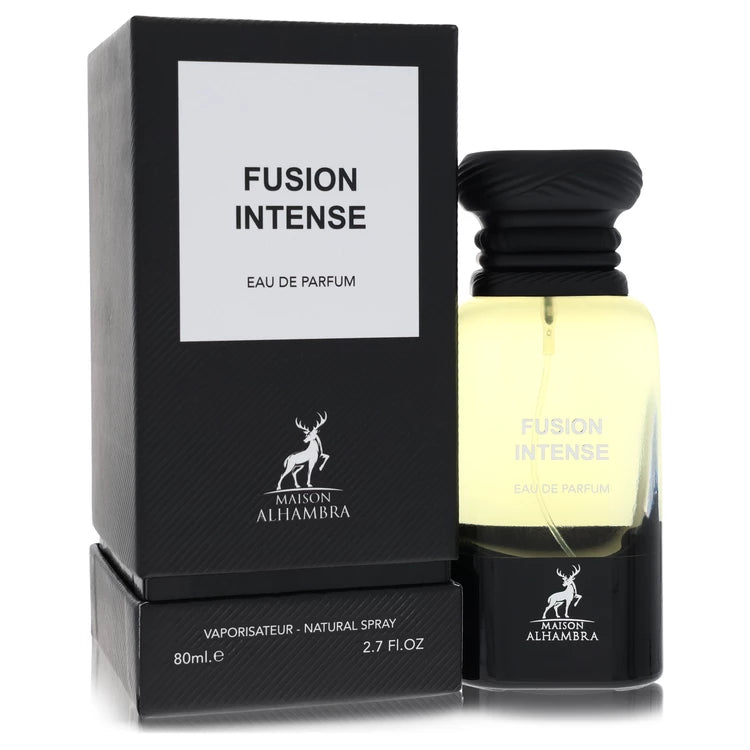 Maison Alhambra Fusion Intense Eau de Parfum bottle and packaging on a white background