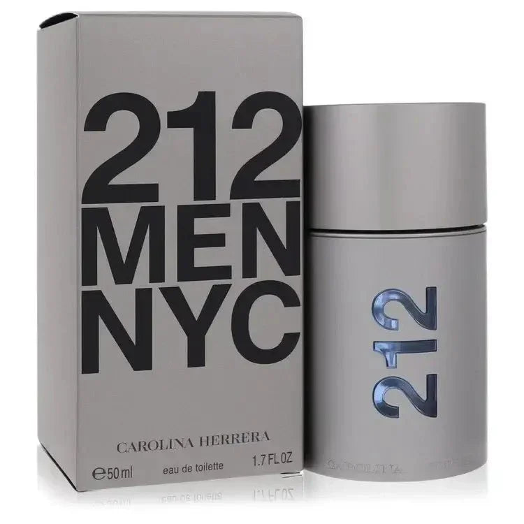 212 Cologne bottle — Carolina Herrera men's aromatic woody fragrance with green notes, grapefruit, lavender, ginger, musk, sandalwood, vetiver, and incense.