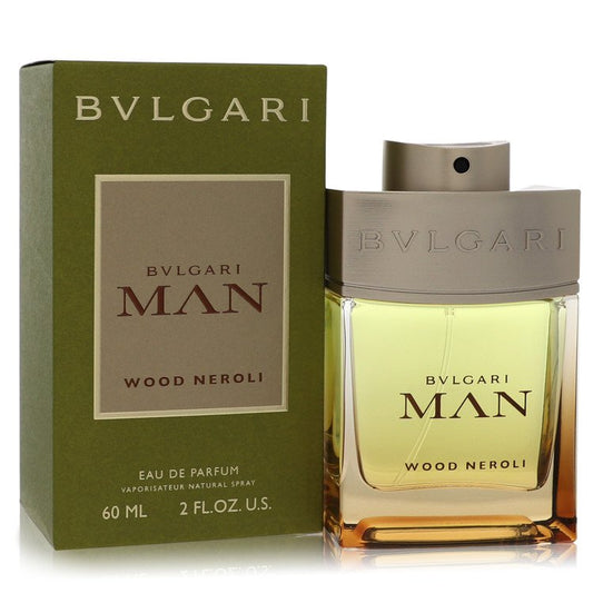 Bulgari Man Wood Neroli Eau de Parfum bottle and packaging on a white background
