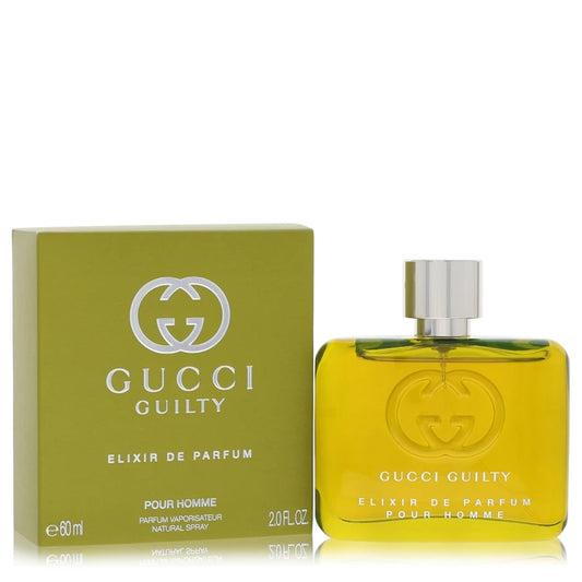 Gucci Guilty Elixir de Parfum bottle and packaging on a white background