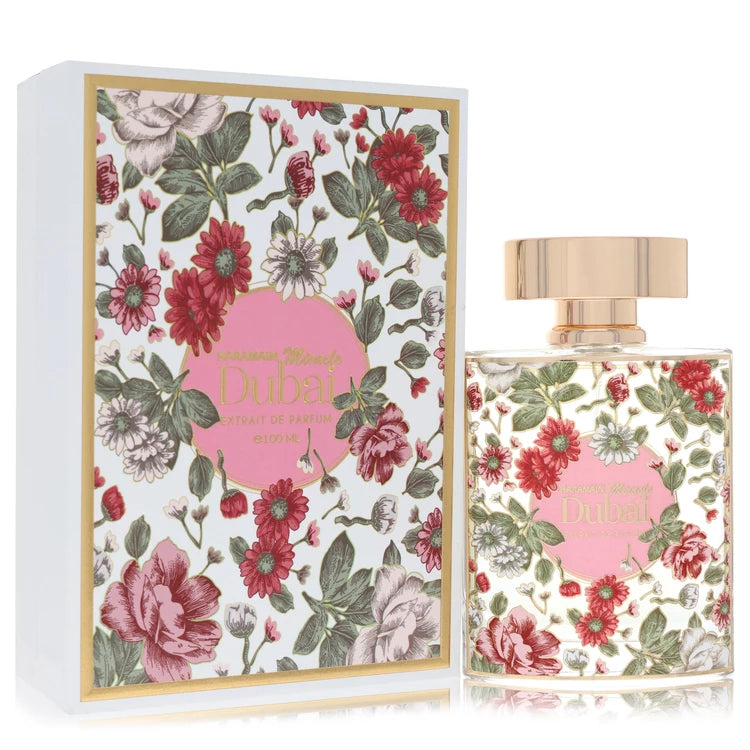 Al Haramain Miracle Dubai Perfume bottle — floral woody musk women’s Extrait de Parfum with litchi, Bulgarian rose, patchouli, vanilla, sandalwood, amber, musk, and cedarwood.