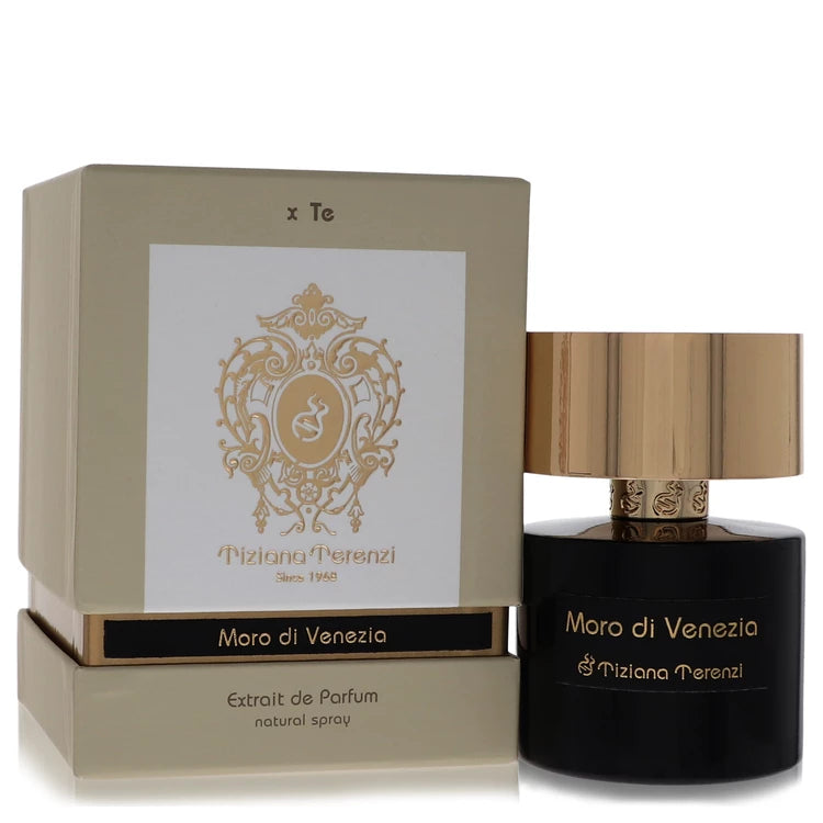 Tiziana Terenzi Moro Di Venezia Extrait de Parfum bottle — Oriental Floral Amber niche perfume with bergamot, rose, iris, sandalwood, and amber notes