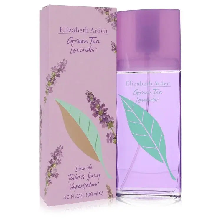 Elizabeth Arden Green Tea Lavender perfume bottle and packaging with floral design.