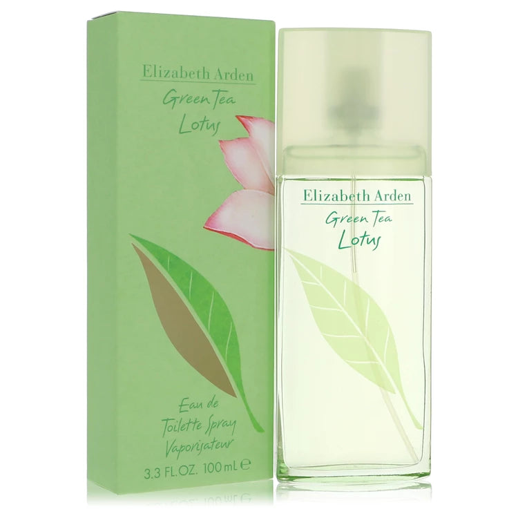 Elizabeth Arden Green Tea Lotus perfume bottle and packaging on a white background