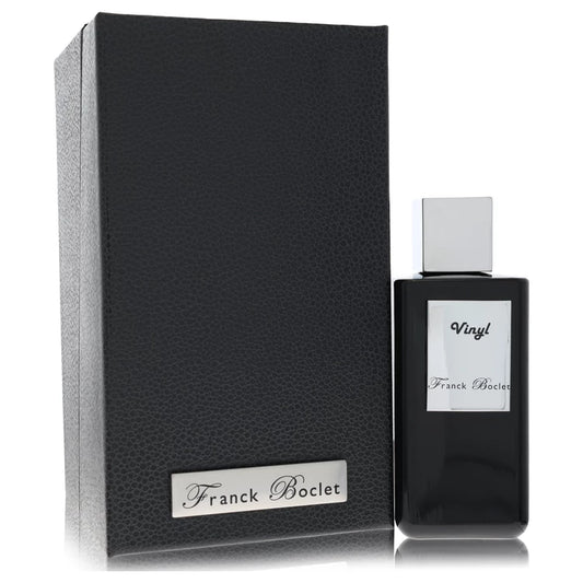 Franck Boclet Vinyl Perfume bottle — bold 1970s rock-inspired oriental woody fragrance with lime, spices, jasmine, fruity notes, and amber.