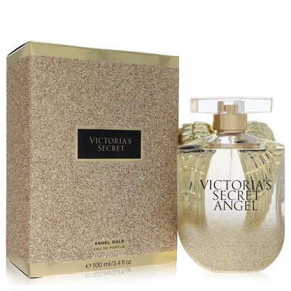 Victoria's Secret Angel Gold perfume bottle and packaging on a white background