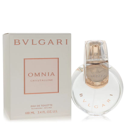 Bulgari Omnia Crystalline perfume bottle and packaging on a white background