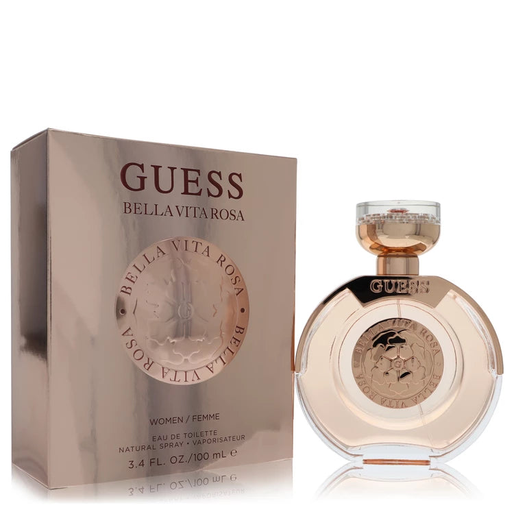 Guess Bella Vita Rosa Perfume bottle — floral fruity Eau de Toilette with quince, Italian lemon, jasmine, musk and sandalwood.