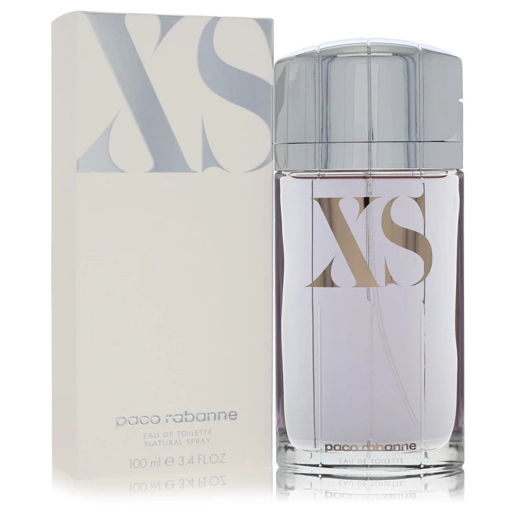 Paco Rabanne XS perfume bottle and packaging on a white background