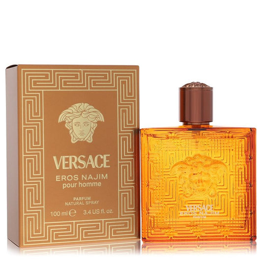 Versace Eros Najim pour homme perfume bottle and packaging on a white background
