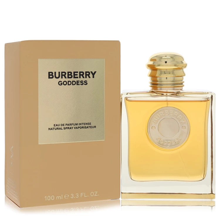 3.4 oz Burberry Goddess Eau de Parfum Intense bottle with lavender, layered vanilla, smoky vanilla wood and patchouli