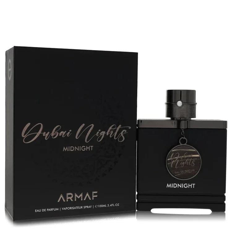 Armaf Dubai Nights Midnight perfume bottle and packaging on a white background