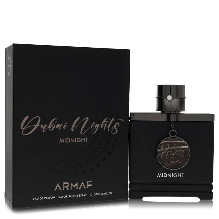 Armaf Dubai Nights Midnight perfume bottle and packaging on a white background