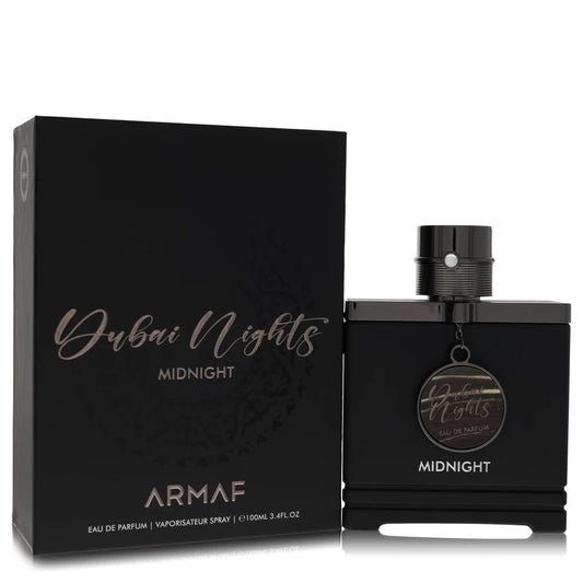 Armaf Dubai Nights Midnight perfume bottle and packaging on a white background